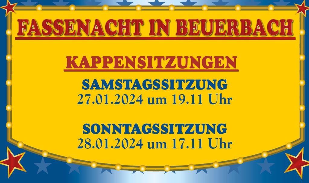 Die Beuerbacher Narrengilde lädt zur Kappensitzung am 27. und 28.01.2024